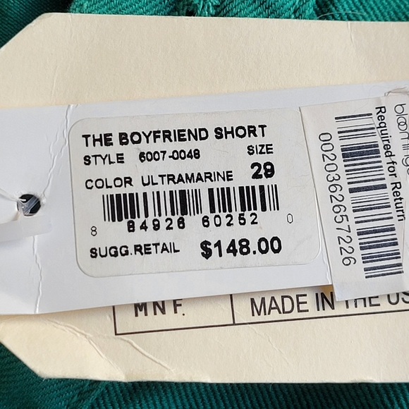 🌟 NWT CURRENT/ELLIOT Ultramarine Green Trendy Women's Boyfriend Shorts Size 29 - Picture 9 of 11